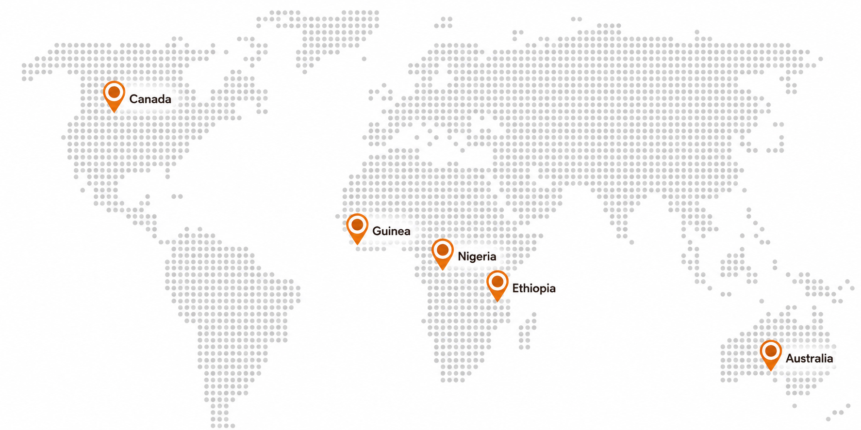 World map showing Amira Universal's export locations